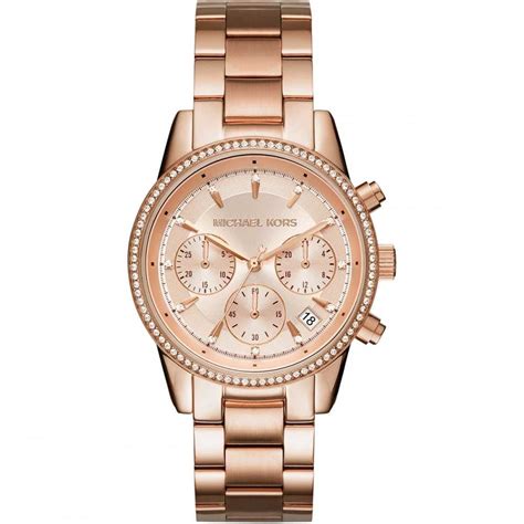 michael kors studded rose gold watch|Michael Kors ritz chronograph.